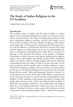The Study of Indian Religions in the US Academy