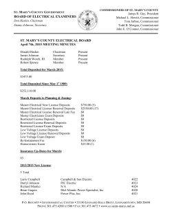 BOARD OF ELECTRICAL EXAMINERS ST. MARY`S COUNTY