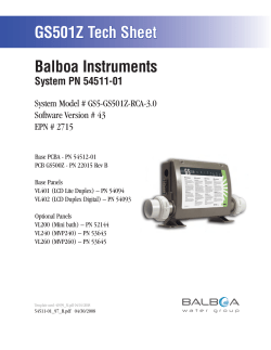 Balboa GS501Z v43 Tech Sheet
