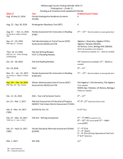 Hillsborough County Testing Calendar 2016