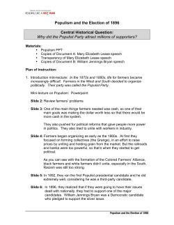 Election of 1896 Lesson Plan - Stanford History Education Group