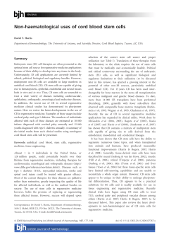Non-haematological uses of cord blood stem cells