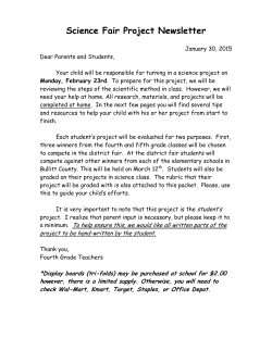 Science Fair Project Newsletter
