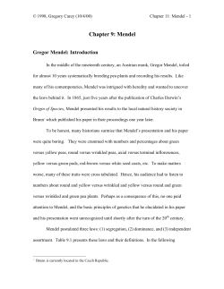 Chapter 9: Mendel