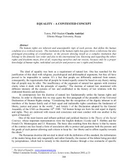 EQUALITY &ndash; A CONTESTED CONCEPT