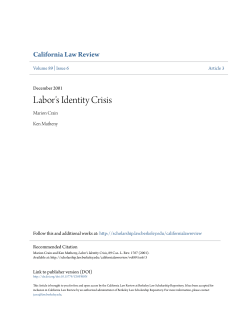Labor`s Identity Crisis - Berkeley Law Scholarship Repository