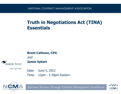Truth in Negotiations Act (TINA) Essentials