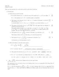 Math 241 Solutions to the white Quiz 1 January 13, 2012
