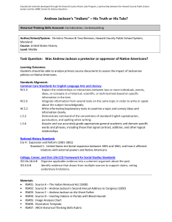 Andrew Jackson`s &ldquo;Indians&rdquo; &ndash; His Truth or His Tale?