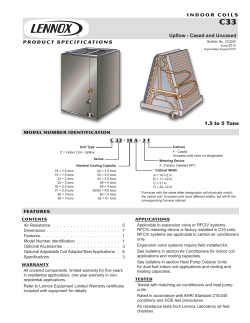 INDOOR COILS Upflow - Cased and Uncased 1.5 to 5 Tons C 33