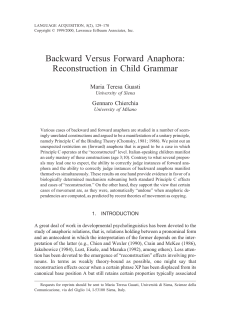 Backward Versus Forward Anaphora