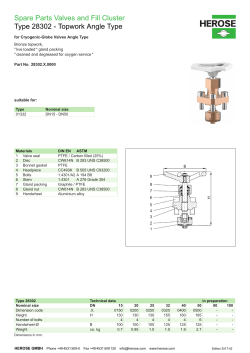 Spare Parts Valves and Fill Cluster Type 28302