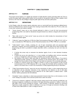 CHAPTER 19 CABLE TELEVISION ARTICLE 19