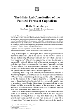 The Historical Constitution of the Political Forms of Capitalism