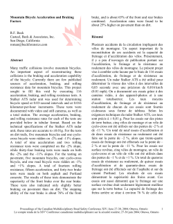 Mountain Bicycle Acceleration and Braking Factors