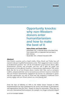 Opportunity knocks: why non-Western donors enter