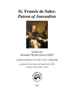 St. Francis de Sales: Patron of Journalists