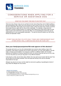 Considerations when applying for an Assistance Dog