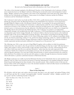 Belgic Confession of Faith - Association of Reformed Theological