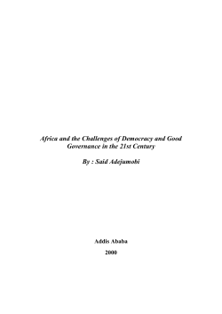 Africa and the Challenges of Democracy and Good Governance in