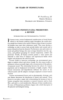 300 YEARS OF PENNSYLVANIA W. Fred Kinsey, III EASTERN