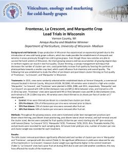 Frontenac, La Crescent, and Marquette Crop Load Trials in Wisconsin