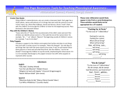 Tools for Teaching Phonological Awareness