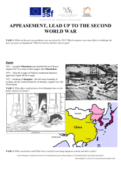 APPEASEMENT, LEAD UP TO THE SECOND WORLD WAR