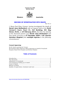 Inquest Finding  - Coroner`s Court of Western Australia