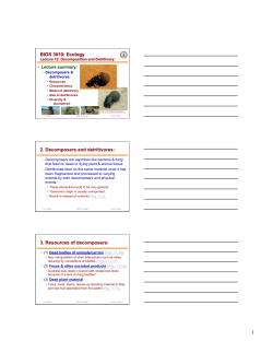 BIOS 3010: Ecology 2. Decomposers and detritivores: 3. Resources
