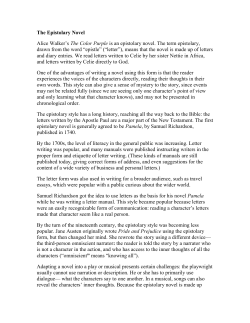 The Epistolary Novel - The Syracuse City School District