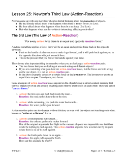 Lesson 25: Newton`s Third Law (Action-Reaction)