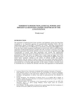 Inherent Jurisdiction, Judicial Power
