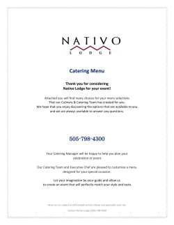 Catering Menu - Nativo Lodge