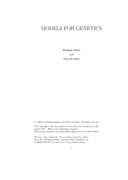 models for genetics - Prof. Dr. Wolfgang Balzer