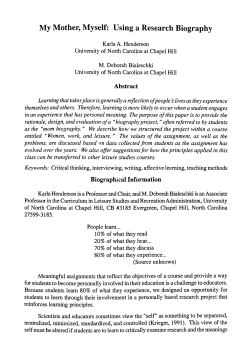 My Mother, Myself: Using a Research Biography