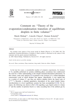 Comment on: &ldquo;Theory of the evaporation/condensation transition of