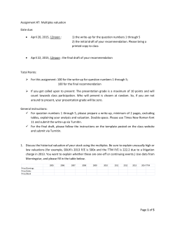 Page 1 of 5 Assignment #7: Multiples valuation Date due: &bull; April 20
