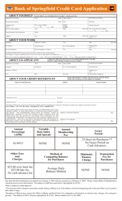 Bank of Springfield Credit Card Application