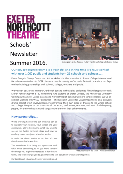 July 2016 newsletter - Exeter Northcott Theatre