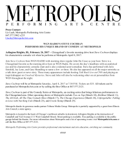 Press Contact: Liz Lach, Metropolis Performing Arts Centre 847.577