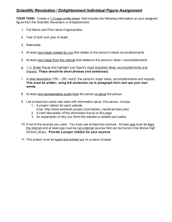 Scientific Revolution / Enlightenment Individual Figure Assignment​:​