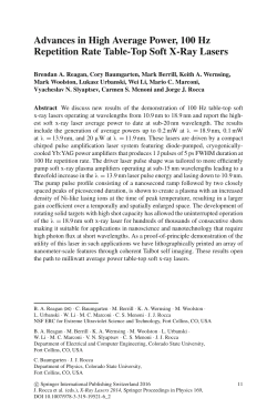 Advances in High Average Power, 100 Hz Repetition Rate Table