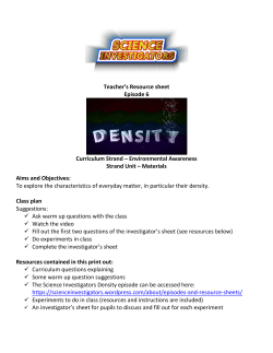 Teacher`s Resource Sheet DENSITY