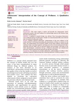 Adolescents` Interpretation of the Concept of Wellness: A