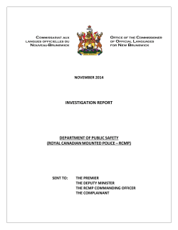 Public Safety (RCMP) &ndash; November 2014
