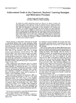 Achievement Goals in the Classroom: Students` Learning Strategies