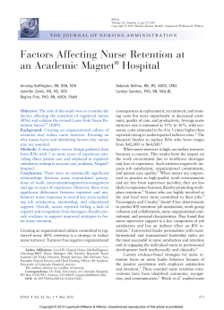 Factors Affecting Nurse Retention at an Academic Magnet Hospital