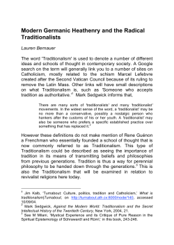 Modern Germanic Heathenry and the Radical Traditionalists