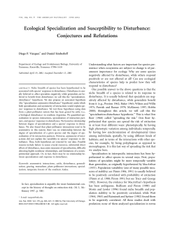 Ecological Specialization and Susceptibility to Disturbance